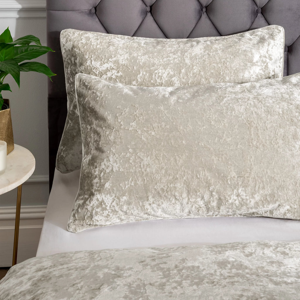 Catherine Lansfield Crushed Velvet Duvet Cover Set Natural