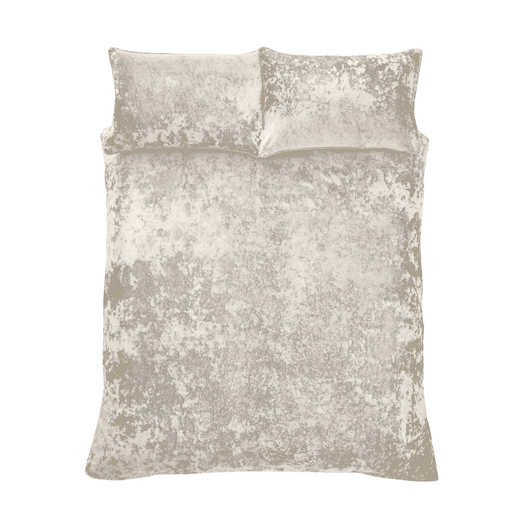 Catherine Lansfield Crushed Velvet Duvet Cover Set Natural