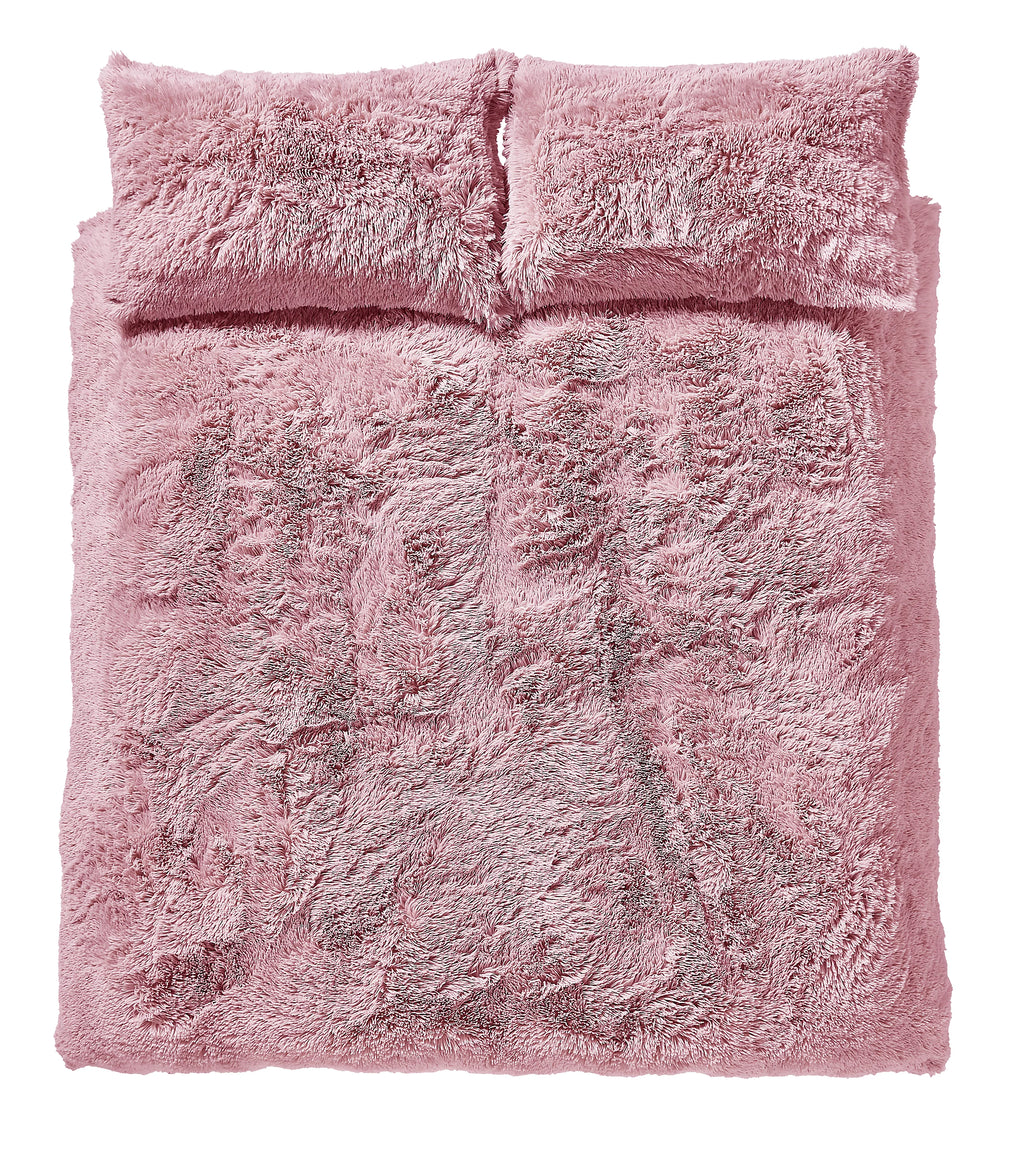 Catherine Lansfield Cuddly Deep Pile Blush Pink Duvet Cover Set