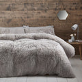 Catherine Lansfield Cuddly Deep Pile Silver Grey Duvet Cover Set