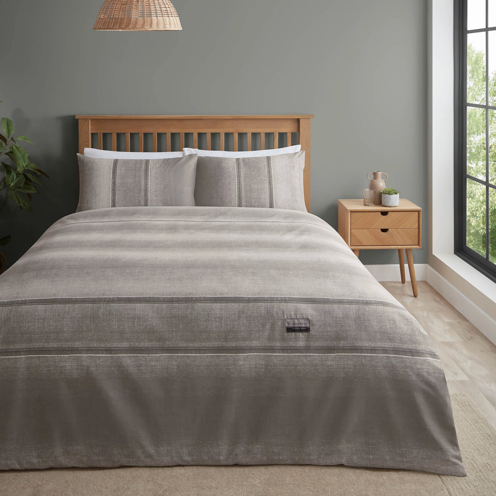 Catherine Lansfield Denim Duvet Cover Set Grey