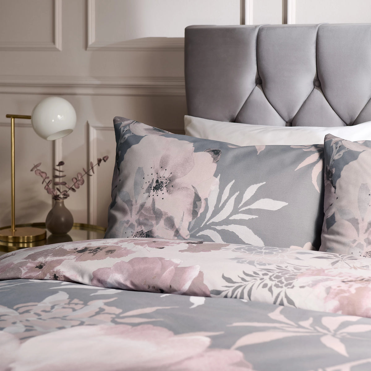 Catherine Lansfield Pink Dramatic Floral Duvet Cover Set