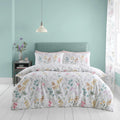 Catherine Lansfield White/Green Emilia Floral Reversible Duvet Cover Set