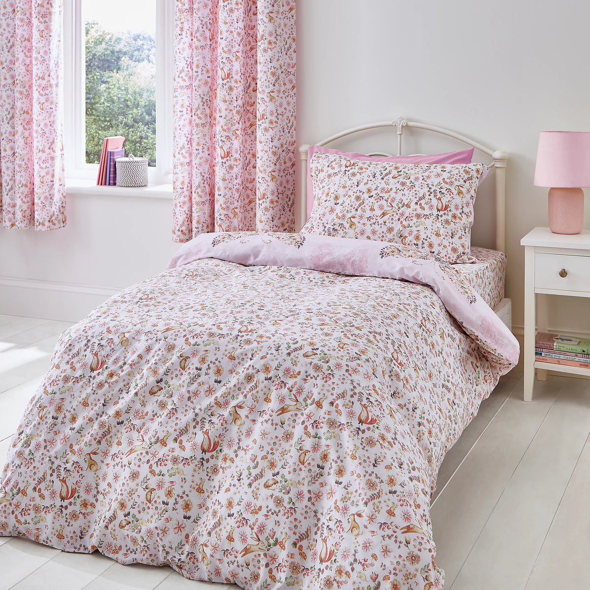 Catherine Lansfield Enchanted Butterfly Reversible Duvet Cover Set in Pink