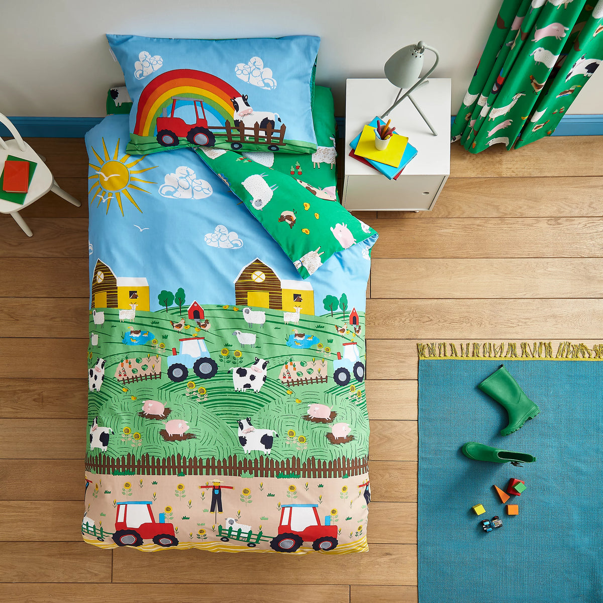 Catherine Lansfield Farmyard Animals Blue Duvet Cover Set