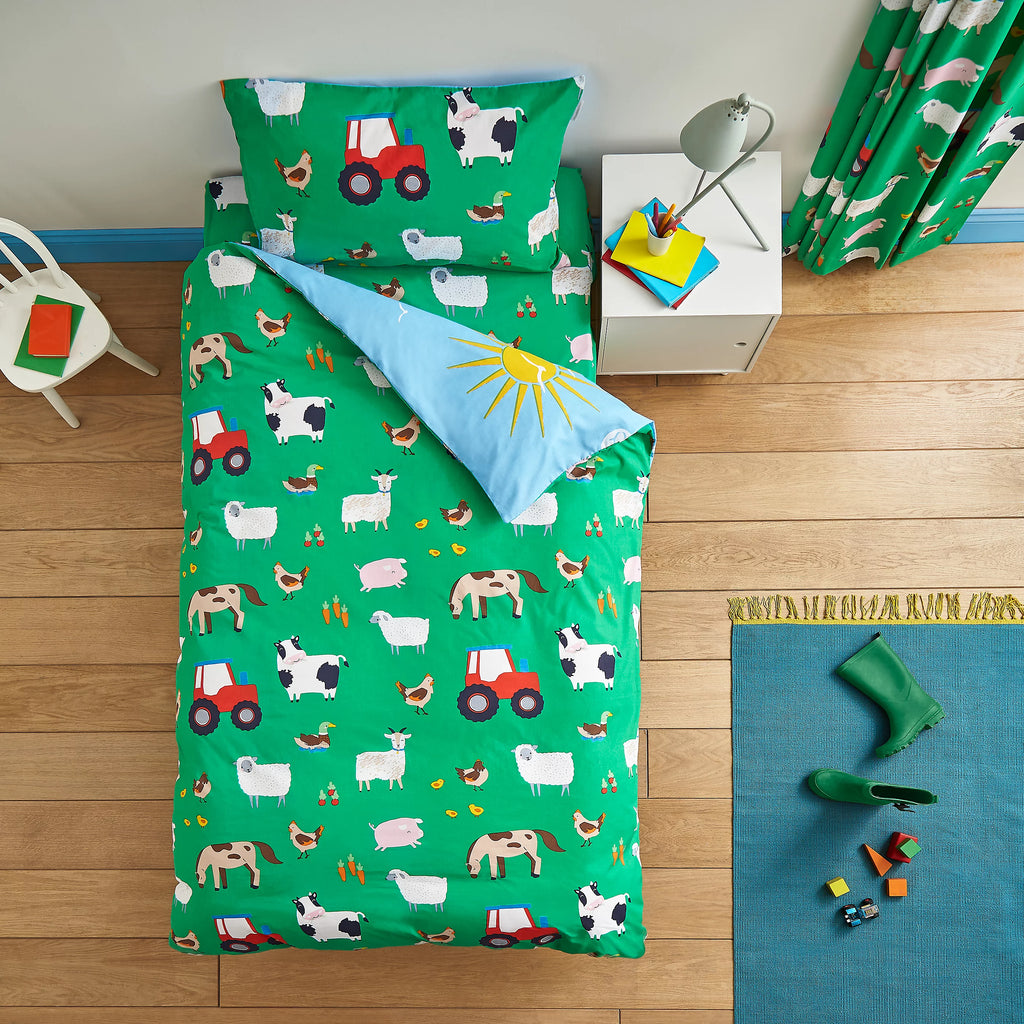 Catherine Lansfield Farmyard Animals Blue Duvet Cover Set