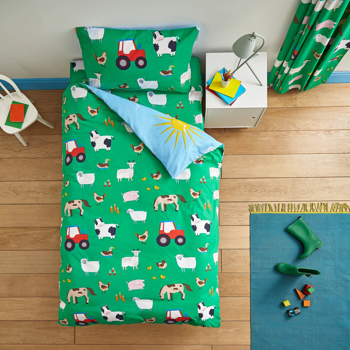 Catherine Lansfield Farmyard Animals Blue Duvet Cover Set