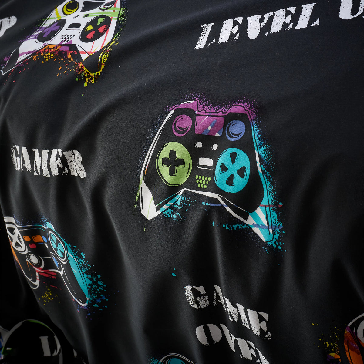 Catherine Lansfield Game Over Reversible Duvet Cover Set in Black