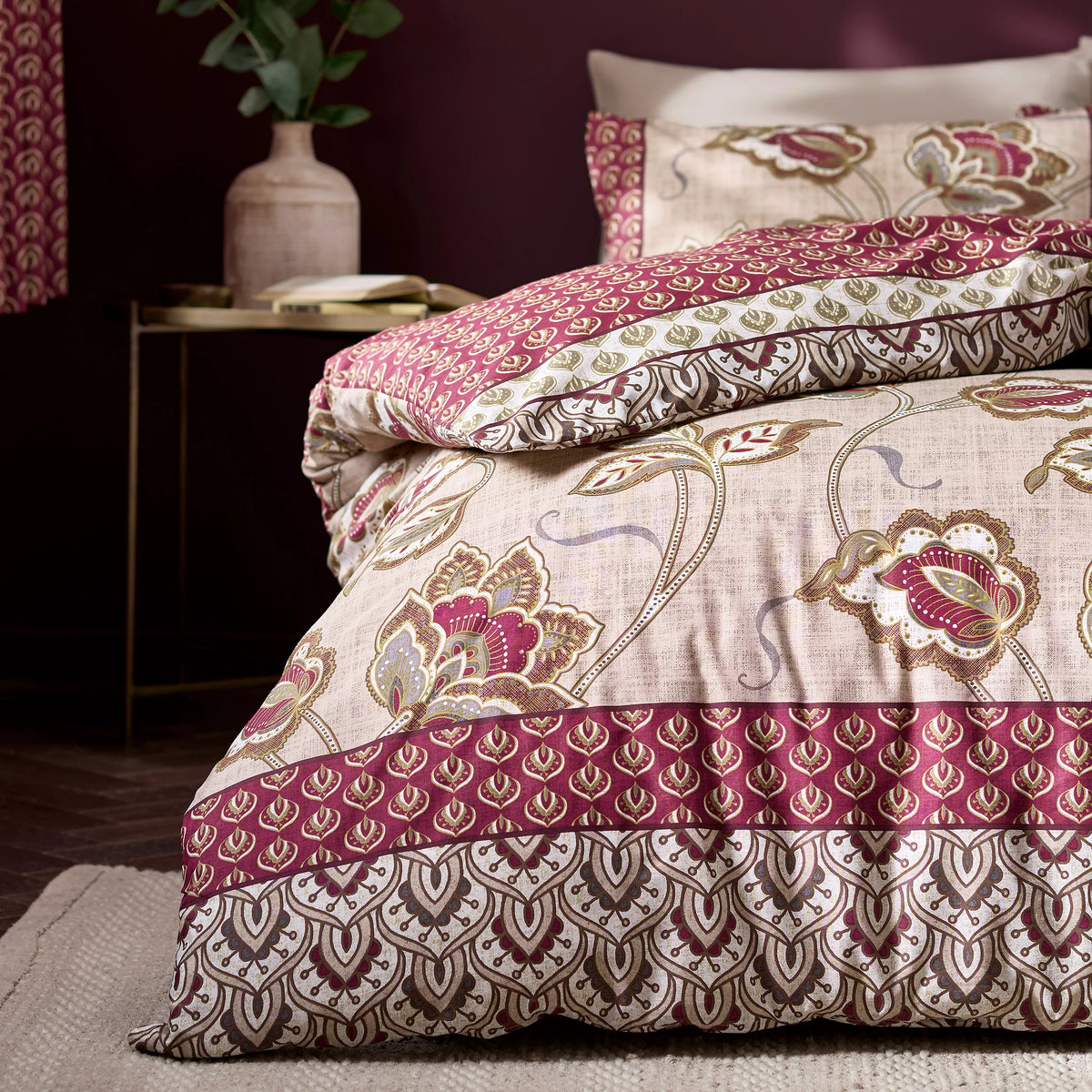 Catherine Lansfield Kashmir Paisley Floral Duvet Cover Set Natural