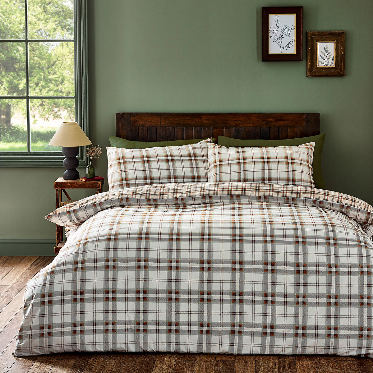 Catherine Lansfield Kelso Check Duvet Cover Set Burnt Orange