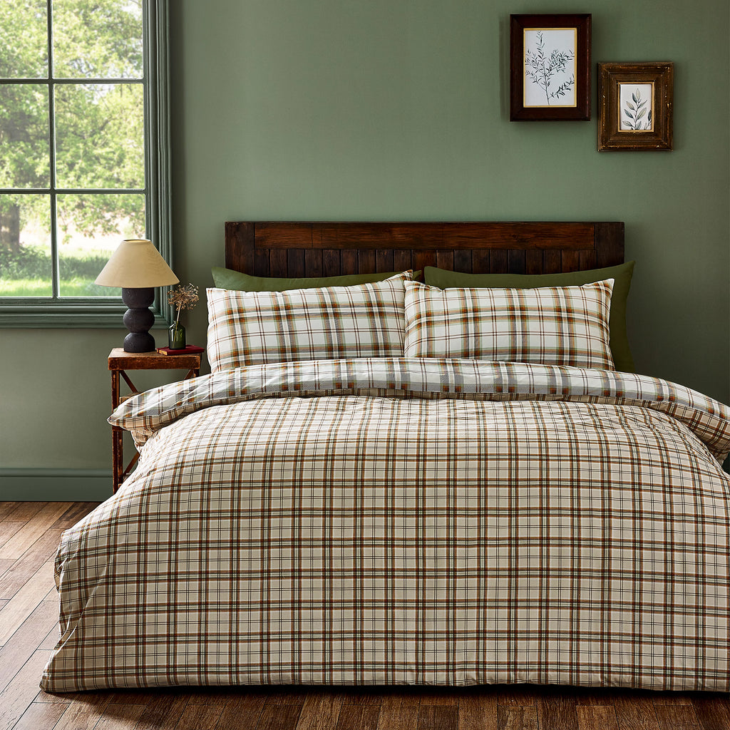 Catherine Lansfield Kelso Check Duvet Cover Set Burnt Orange