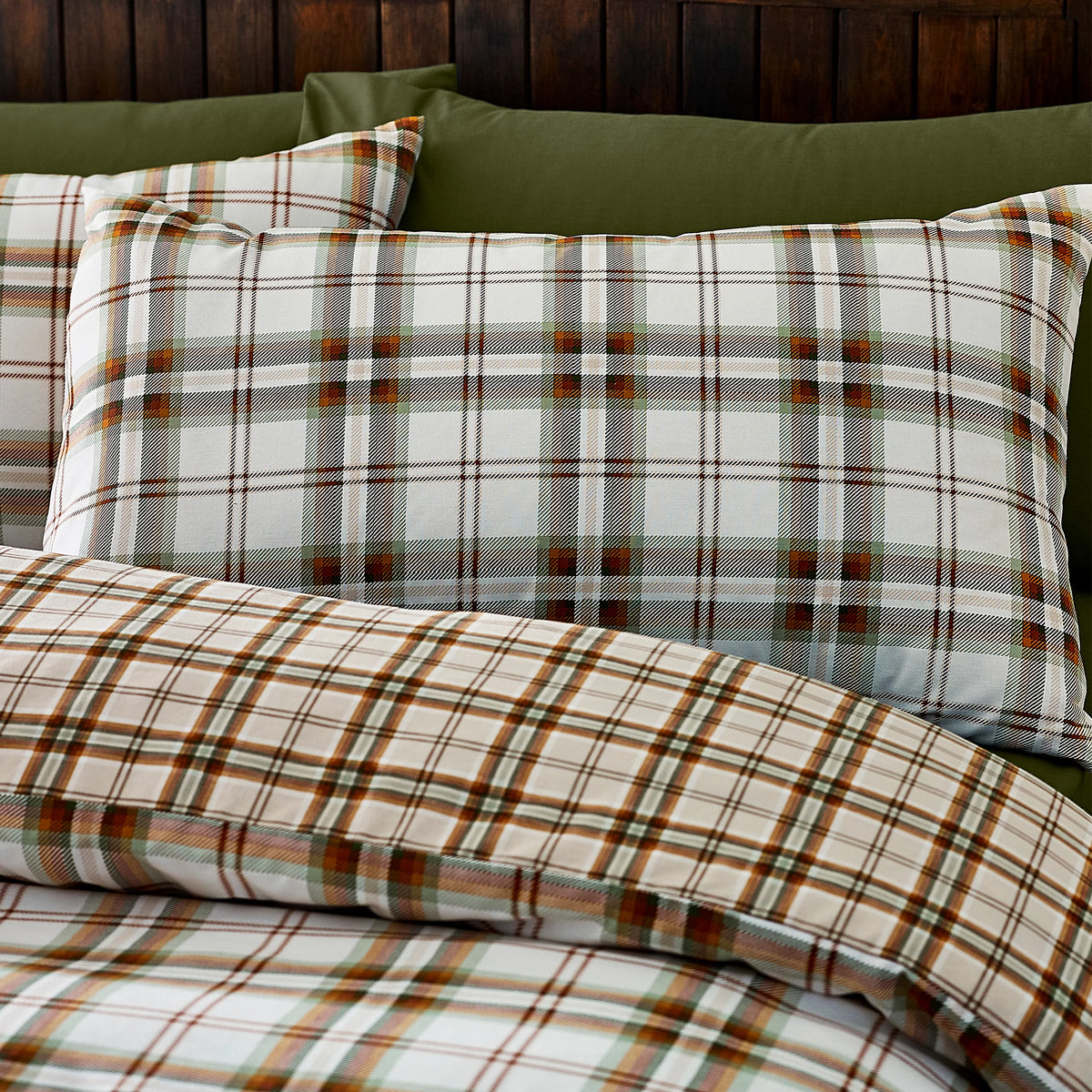 Catherine Lansfield Kelso Check Duvet Cover Set Burnt Orange