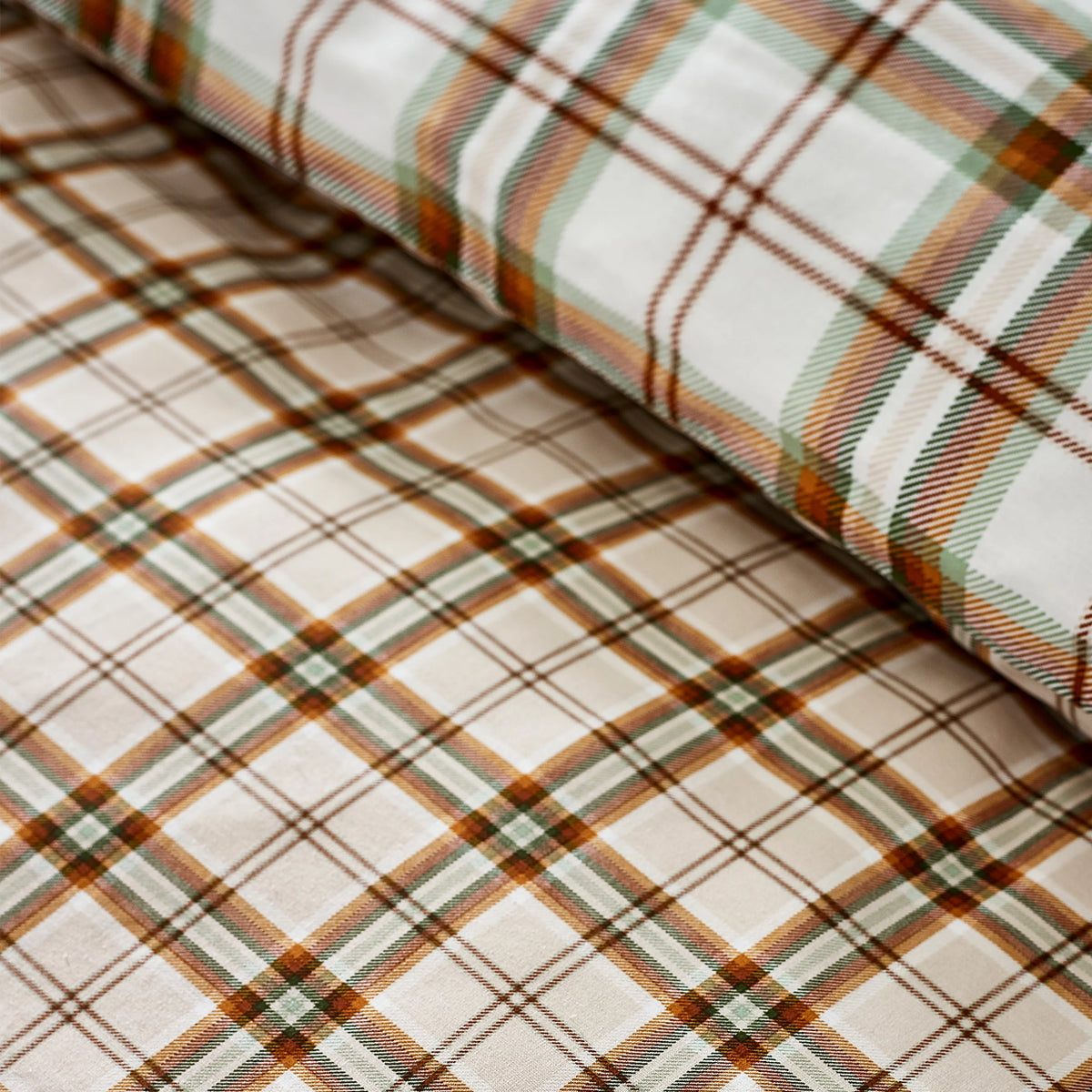 Catherine Lansfield Kelso Check Duvet Cover Set Burnt Orange