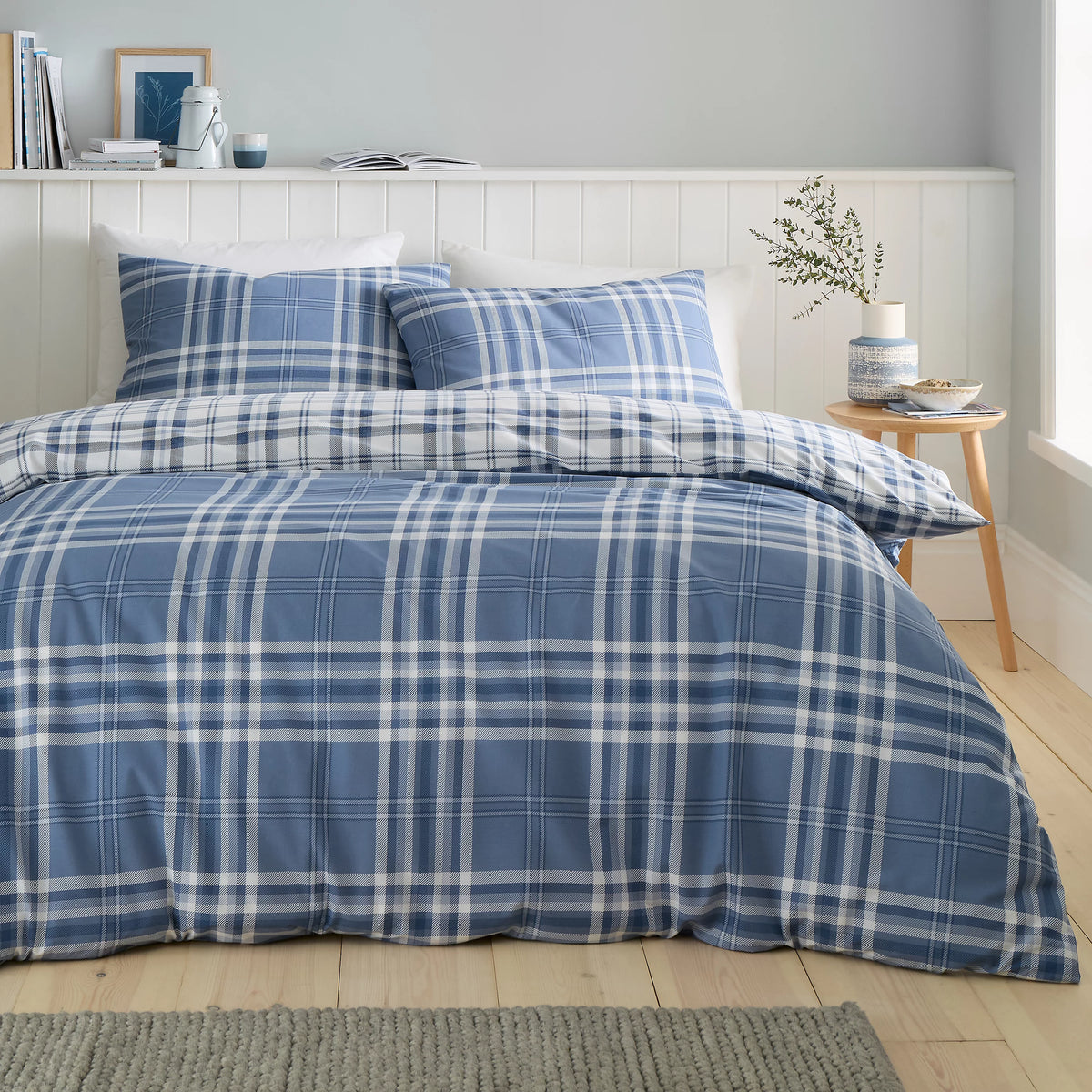 Catherine Lansfield Kelso Check Duvet Cover Set Lansfield Blue