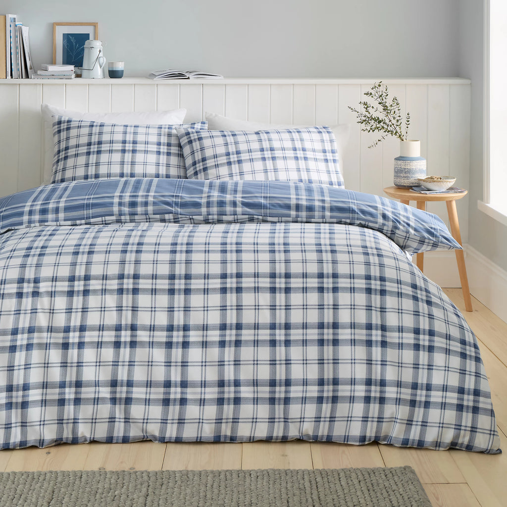 Catherine Lansfield Kelso Check Duvet Cover Set Lansfield Blue