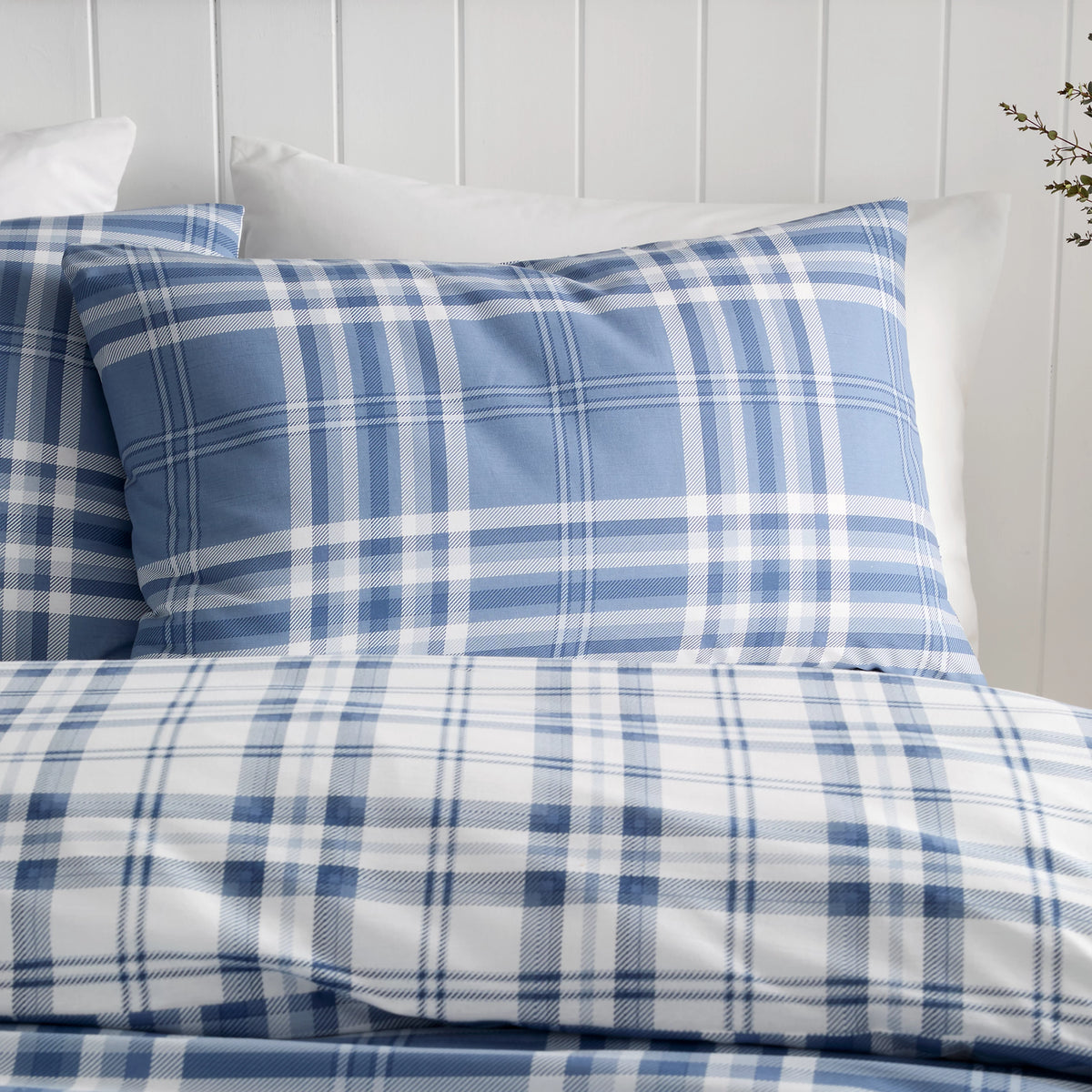 Catherine Lansfield Kelso Check Duvet Cover Set Lansfield Blue