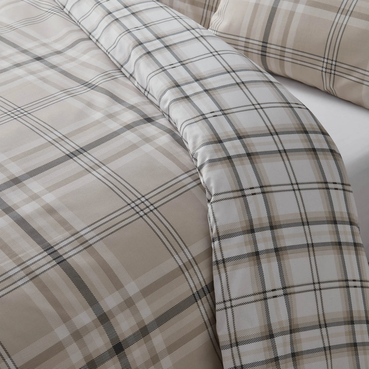 Catherine Lansfield Kelso Check Duvet Cover Set Natural