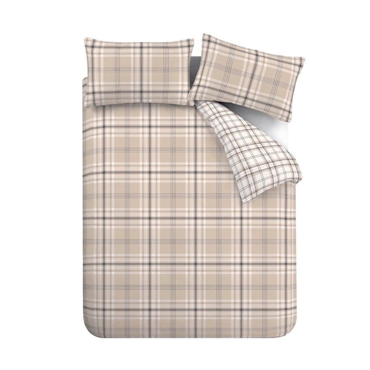 Catherine Lansfield Kelso Check Duvet Cover Set Natural