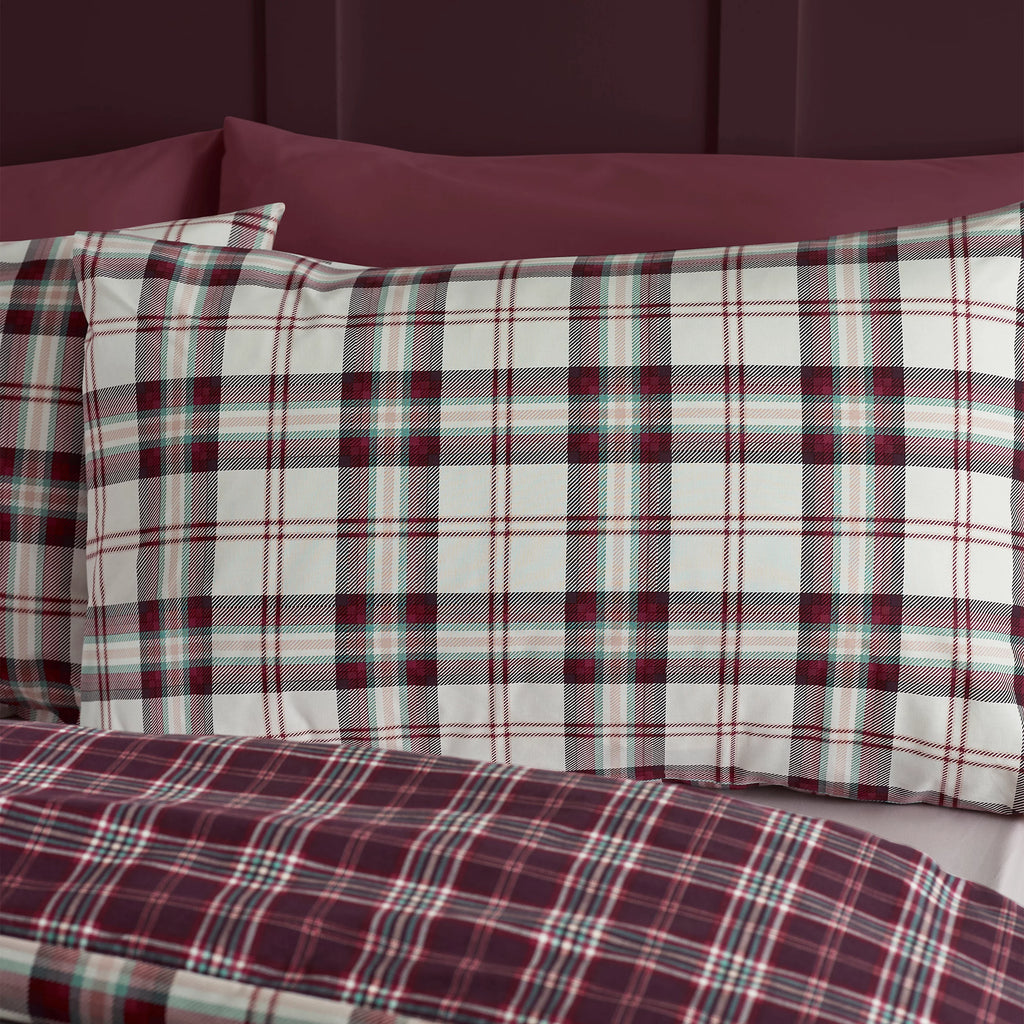 Catherine Lansfield Kelso Check Duvet Cover Set Plum