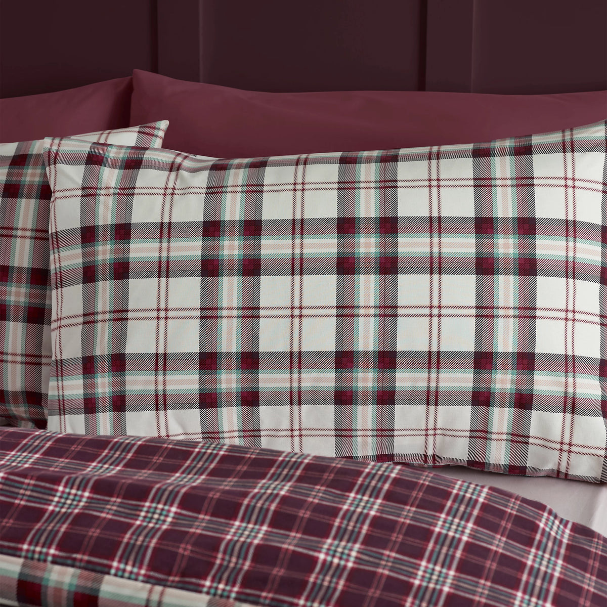 Catherine Lansfield Kelso Check Duvet Cover Set Plum