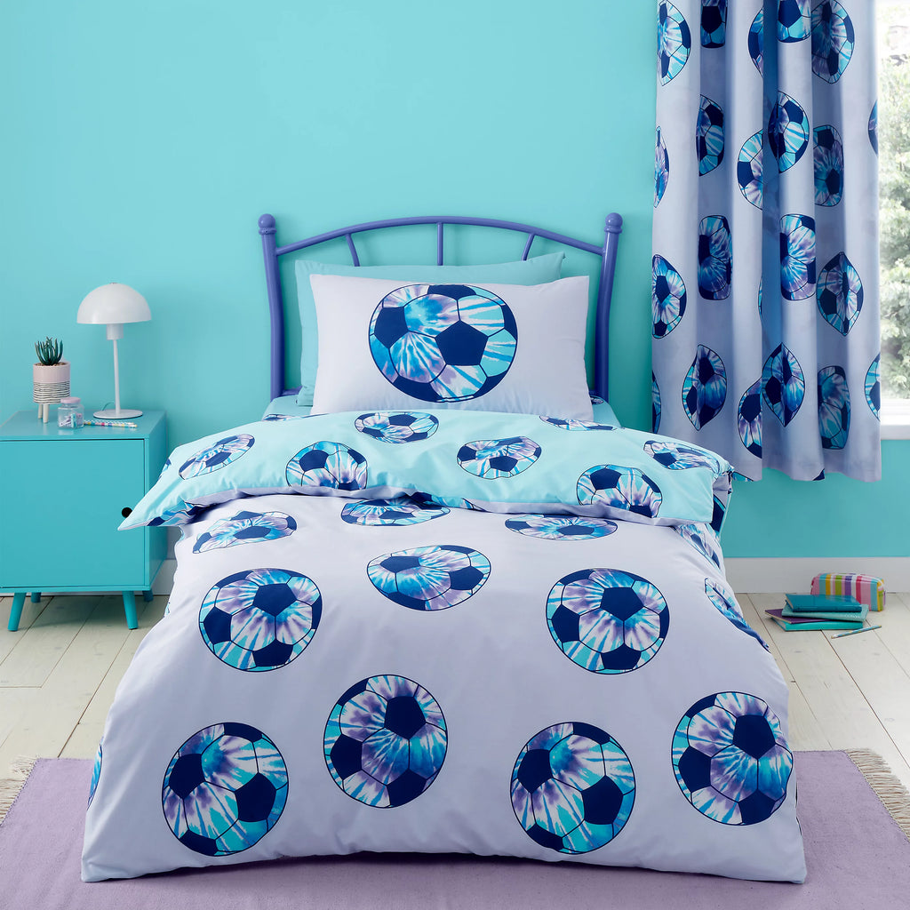 Catherine Lansfield Tie Dye Football Reversible Duvet Cover Set in Lilac