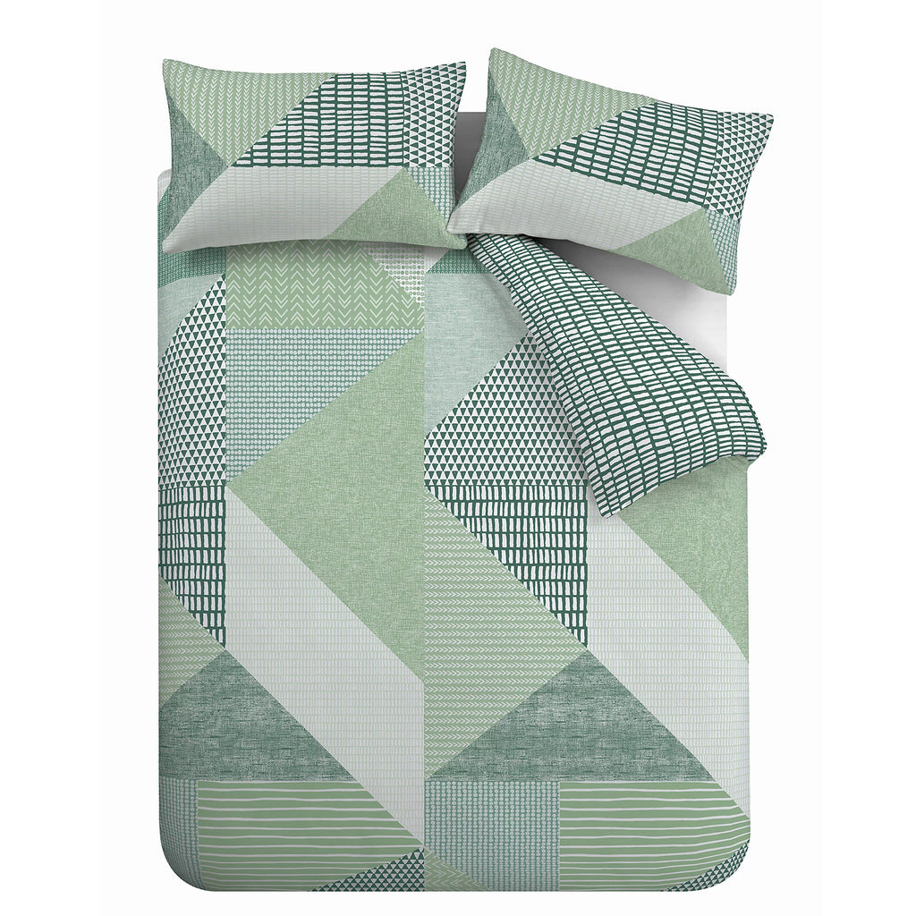 Catherine Lansfield Larsson Geo Duvet Cover Set Green
