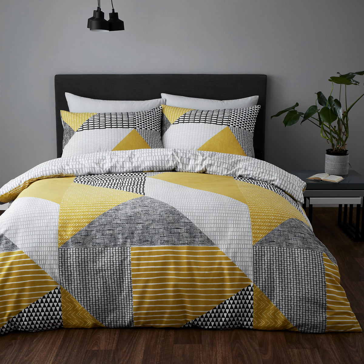 Catherine Lansfield Larsson Geo Duvet Cover Set Ochre