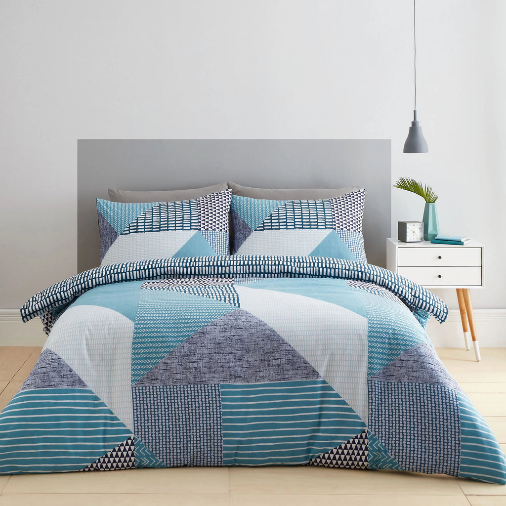 Catherine Lansfield Larsson Geo Duvet Cover Set Teal