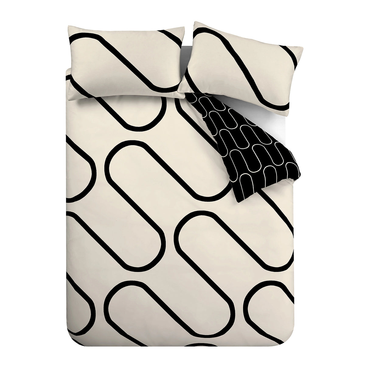 Catherine Lansfield Linear Curve Geometric Duvet Cover Set Black