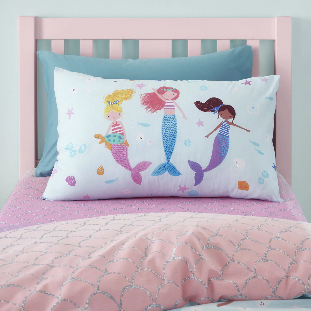 Catherine Lansfield Bedding Mermaid Reversible Duvet Cover Set in Blue