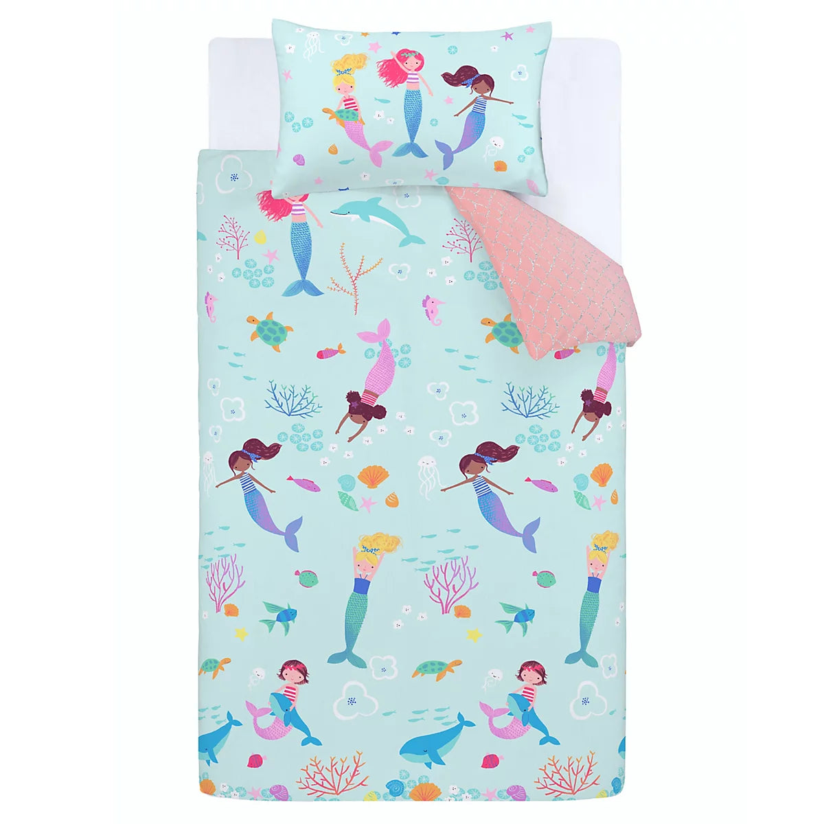 Catherine Lansfield Bedding Mermaid Reversible Duvet Cover Set in Blue