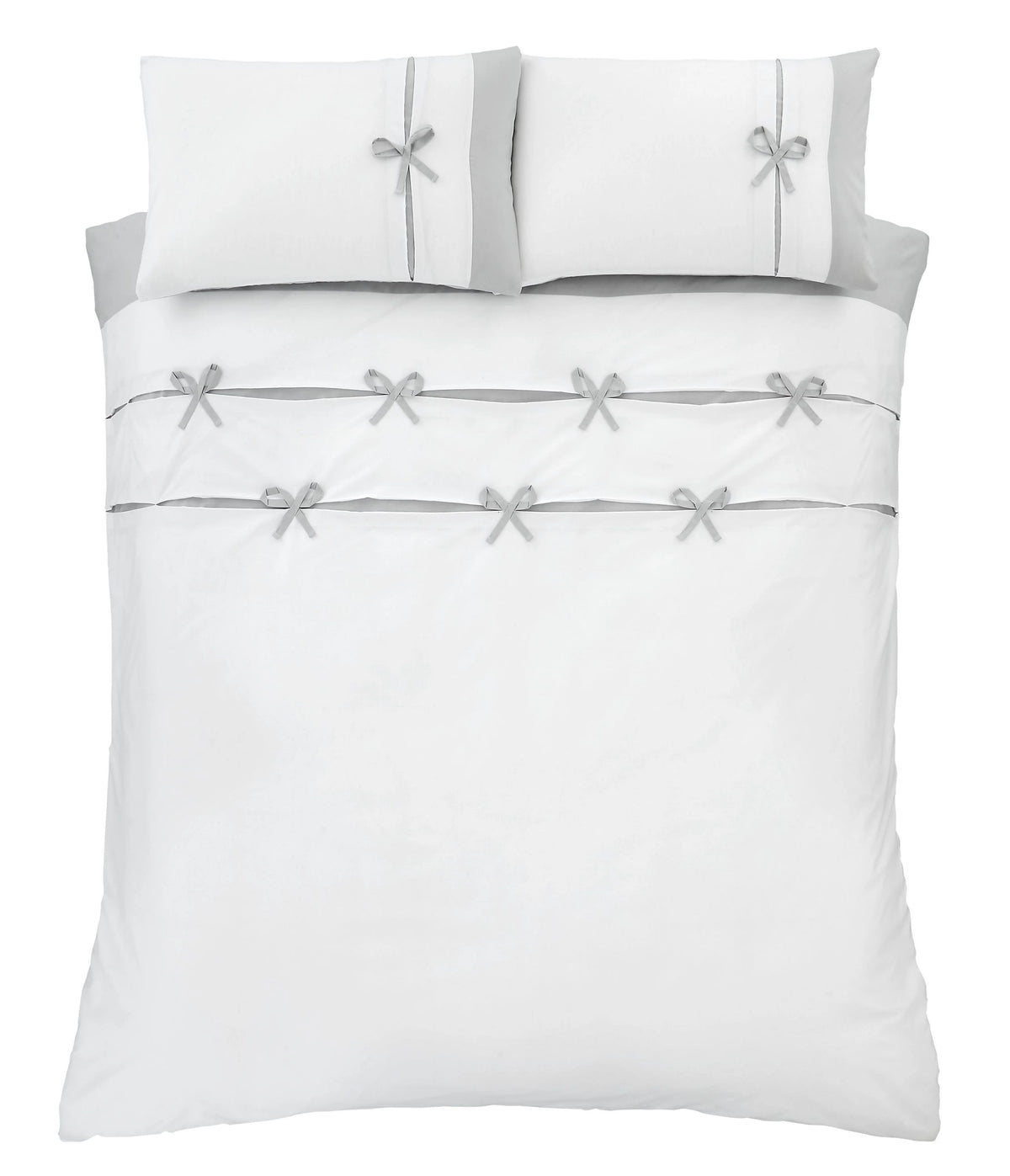 Catherine Lansfield Milo Bow Duvet Cover Set White