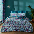Catherine Lansfield Mya Tropical Floral Reversible Duvet Cover Set Duck Egg Blue