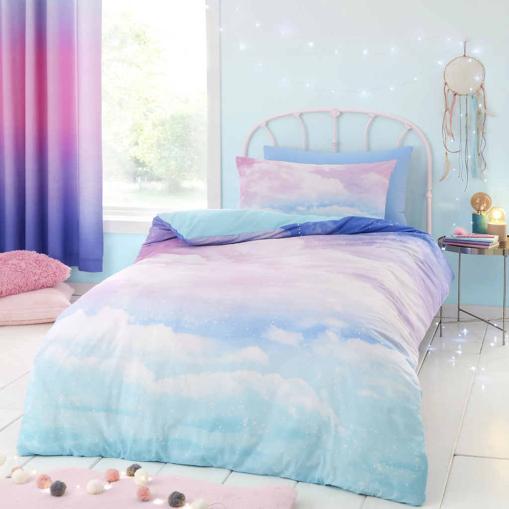 Catherine Lansfield Bedding Ombre Rainbow Clouds Duvet Cover Set in Pastel