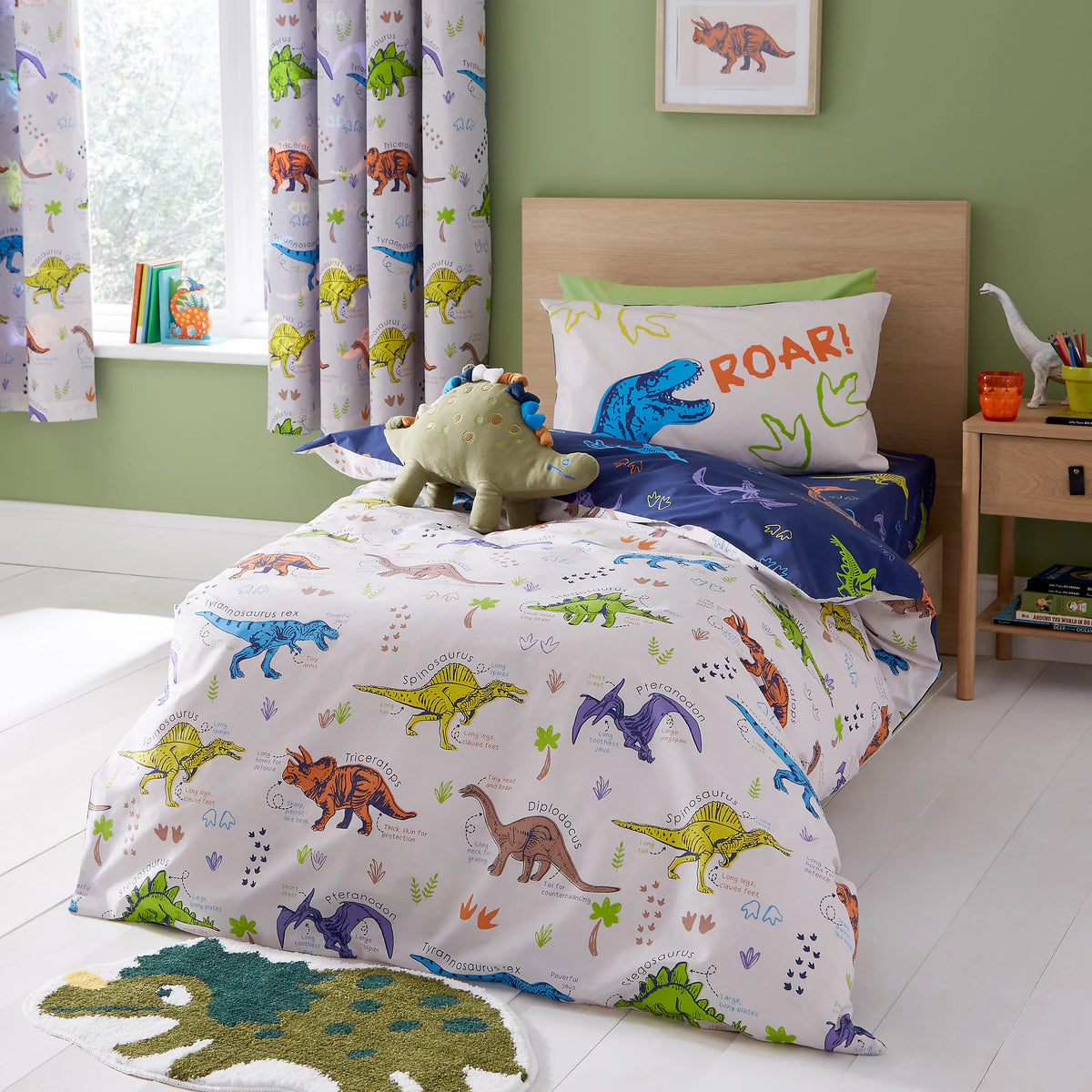 Catherine Lansfield Prehistoric Dinosaurs Reversible Duvet Cover Set
