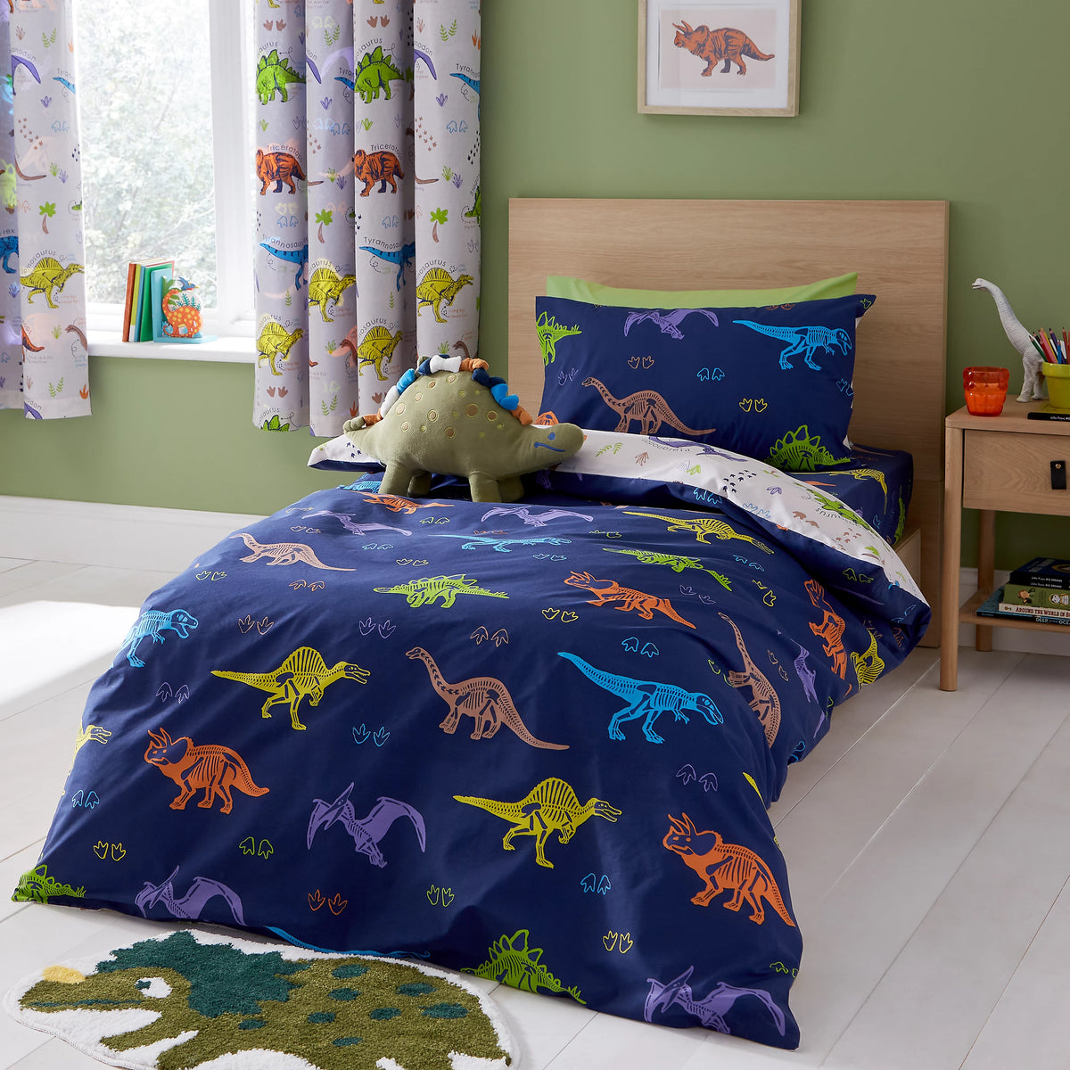 Catherine Lansfield Prehistoric Dinosaurs Reversible Duvet Cover Set