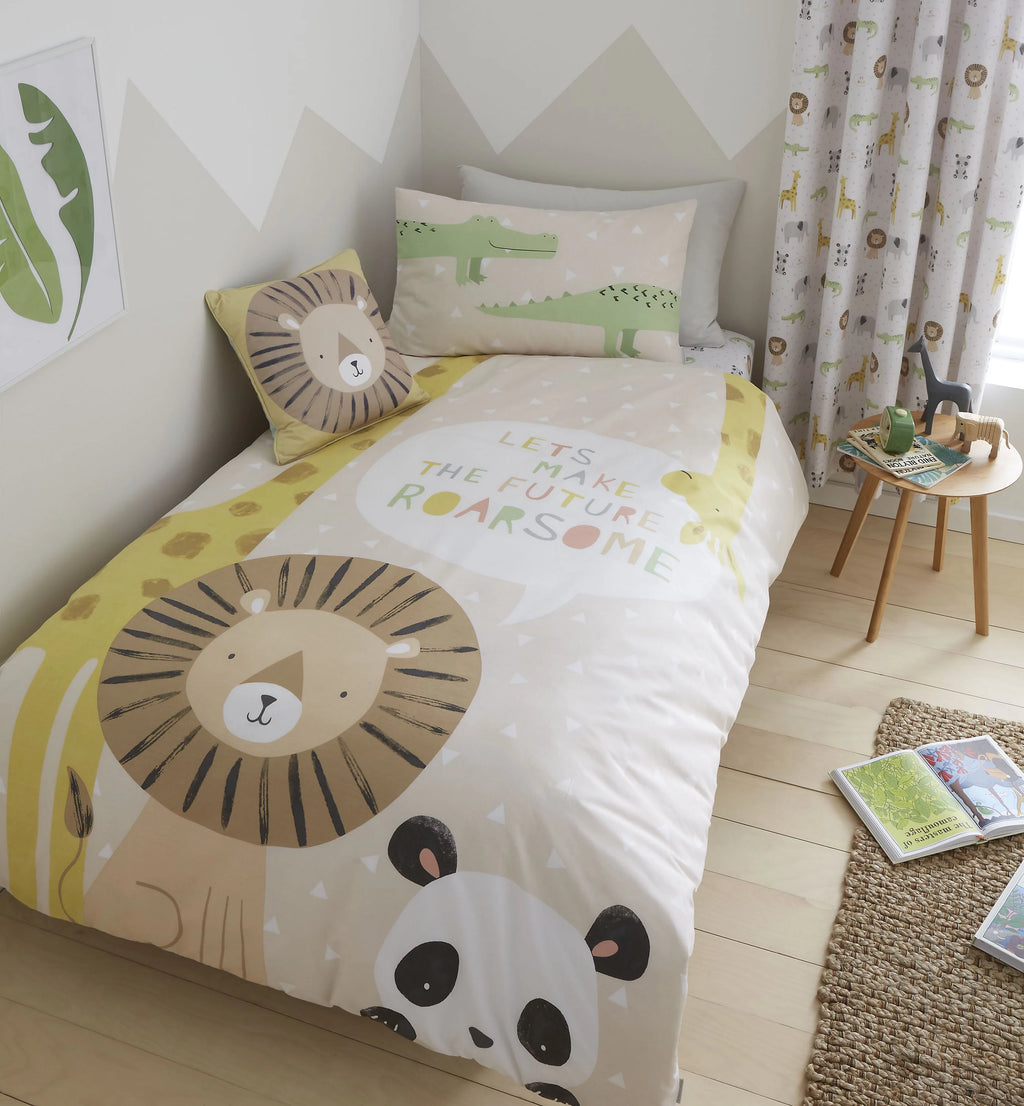Catherine Lansfield Roarsome Animals Natural Duvet Cover Set