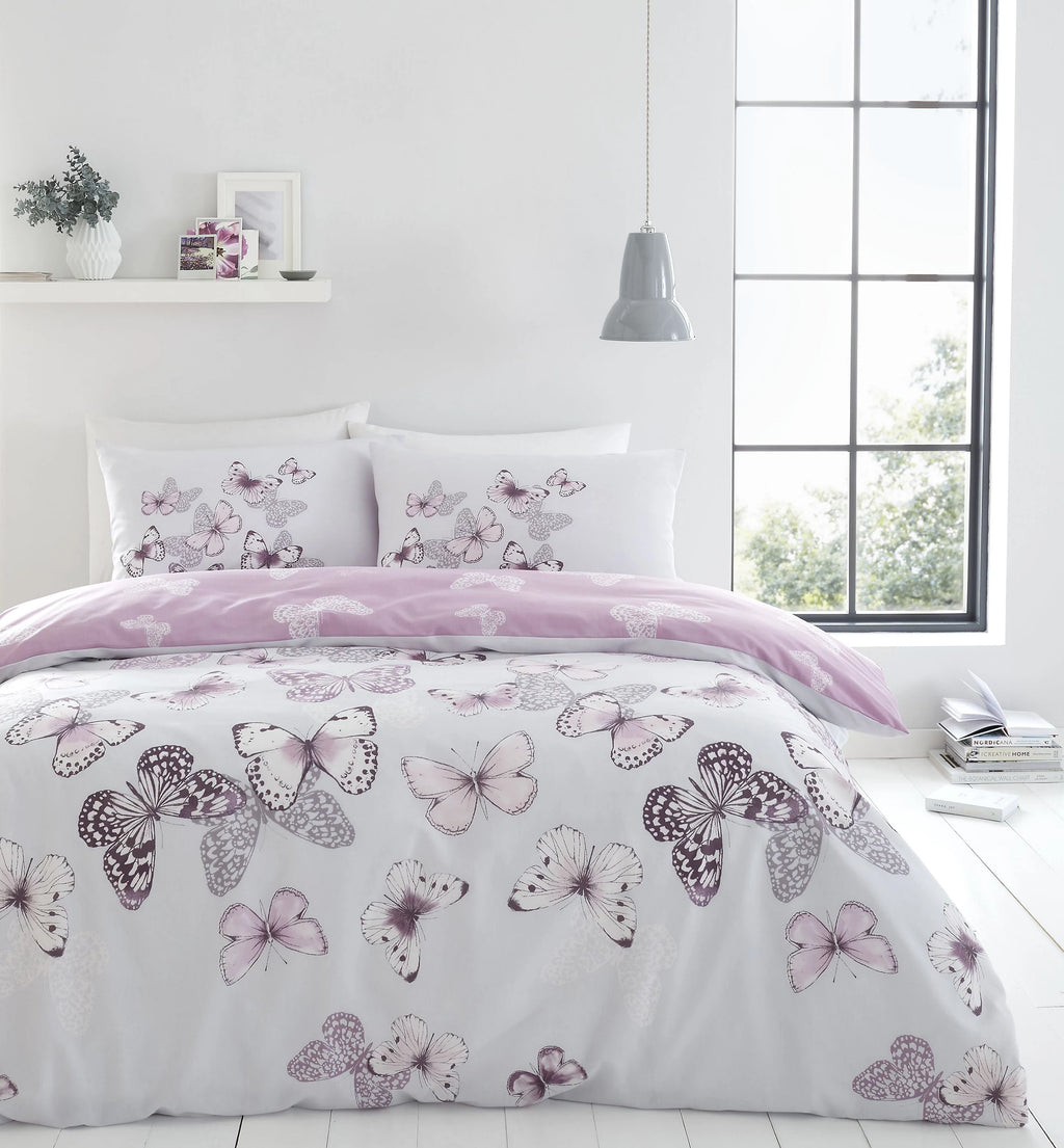 Catherine Lansfield Scatter Butterfly Duvet Cover Set Heather