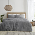 Catherine Lansfield Seersucker Duvet Cover Set Grey