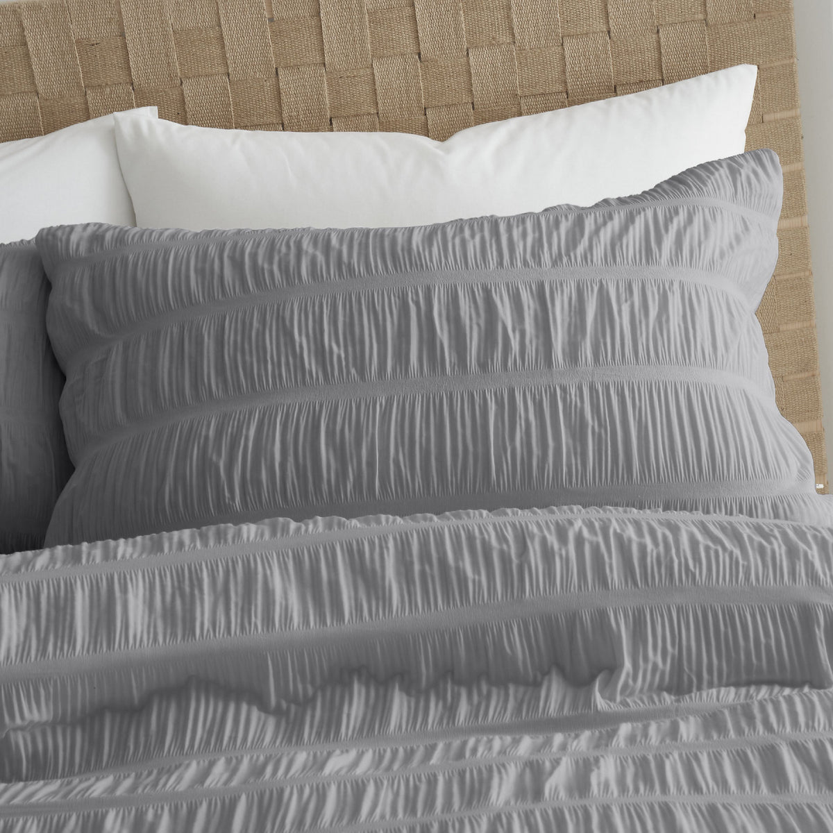 Catherine Lansfield Seersucker Duvet Cover Set Grey