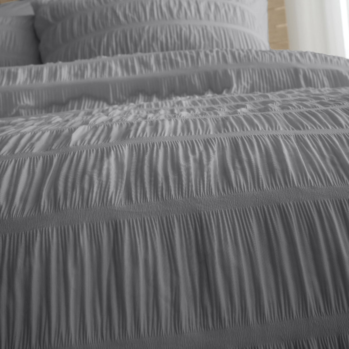 Catherine Lansfield Seersucker Duvet Cover Set Grey