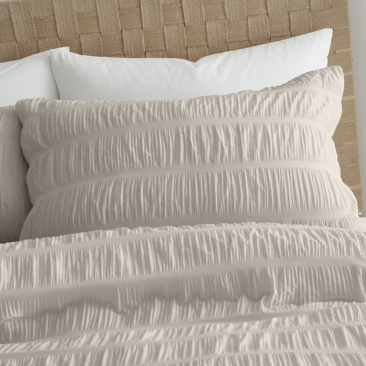 Catherine Lansfield Seersucker Duvet Cover Set Natural