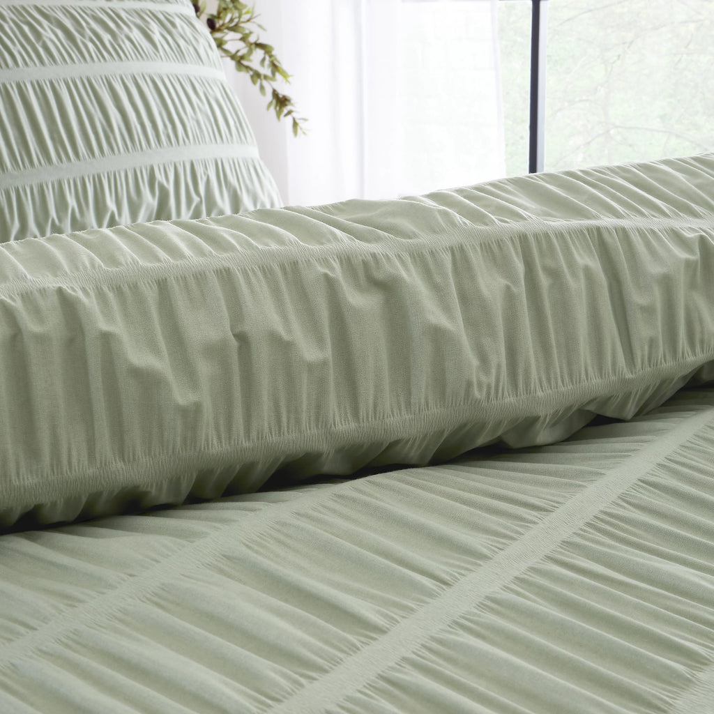 Catherine Lansfield Seersucker Duvet Cover Set Sage Green