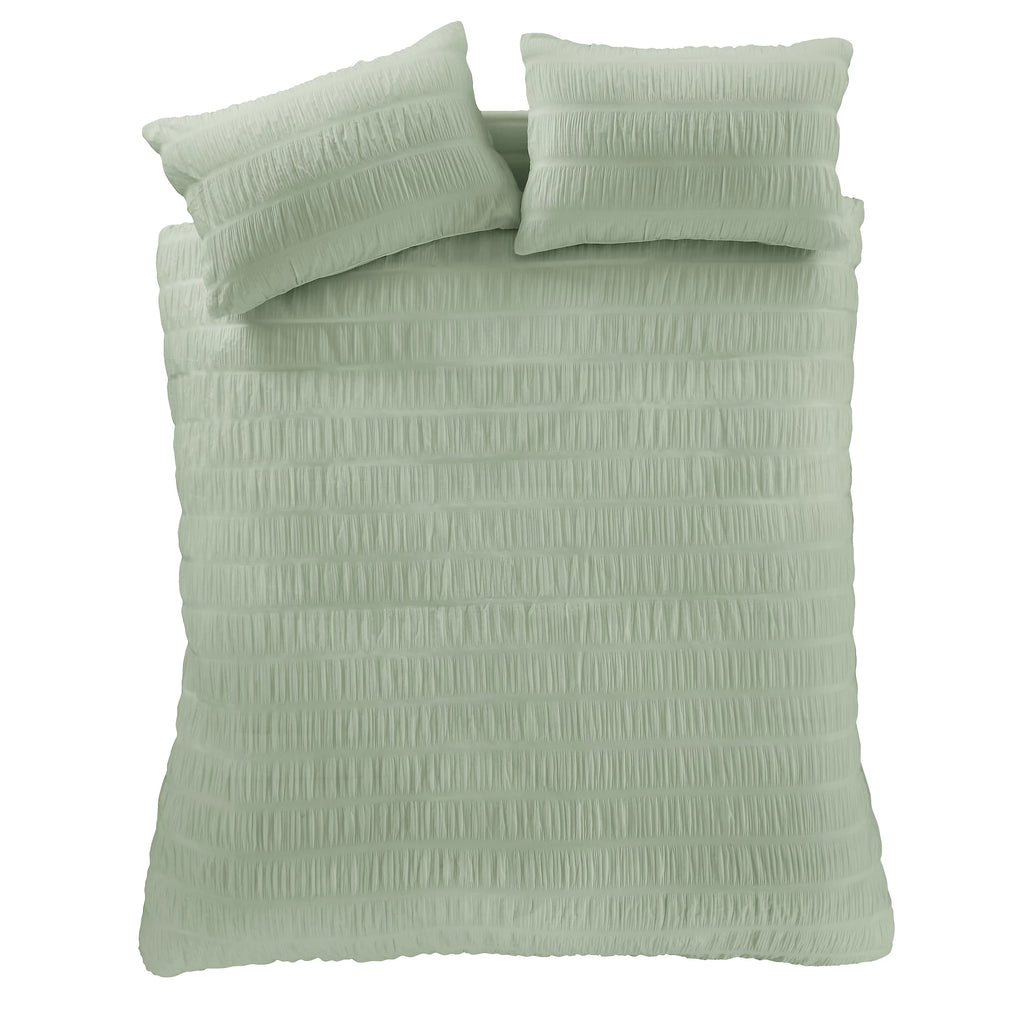 Catherine Lansfield Seersucker Duvet Cover Set Sage Green