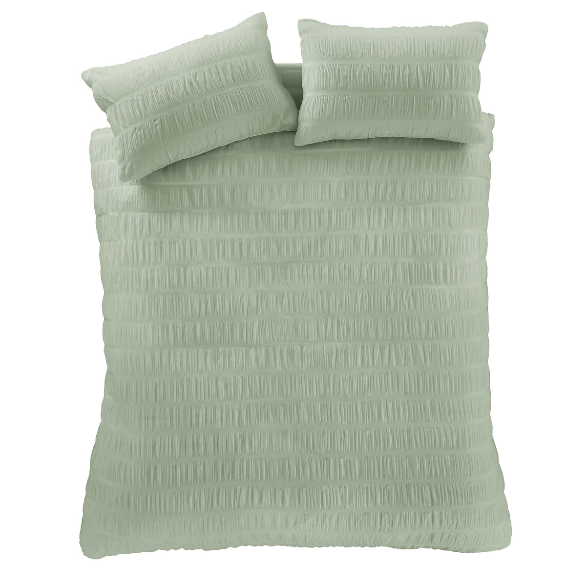 Catherine Lansfield Seersucker Duvet Cover Set Sage Green