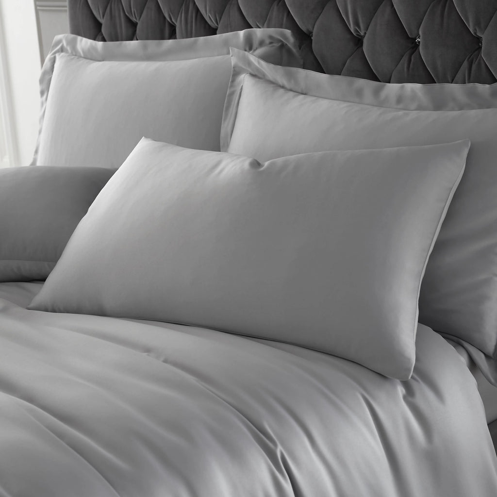 Catherine Lansfield Silky Soft Satin Duvet Cover Set Silver