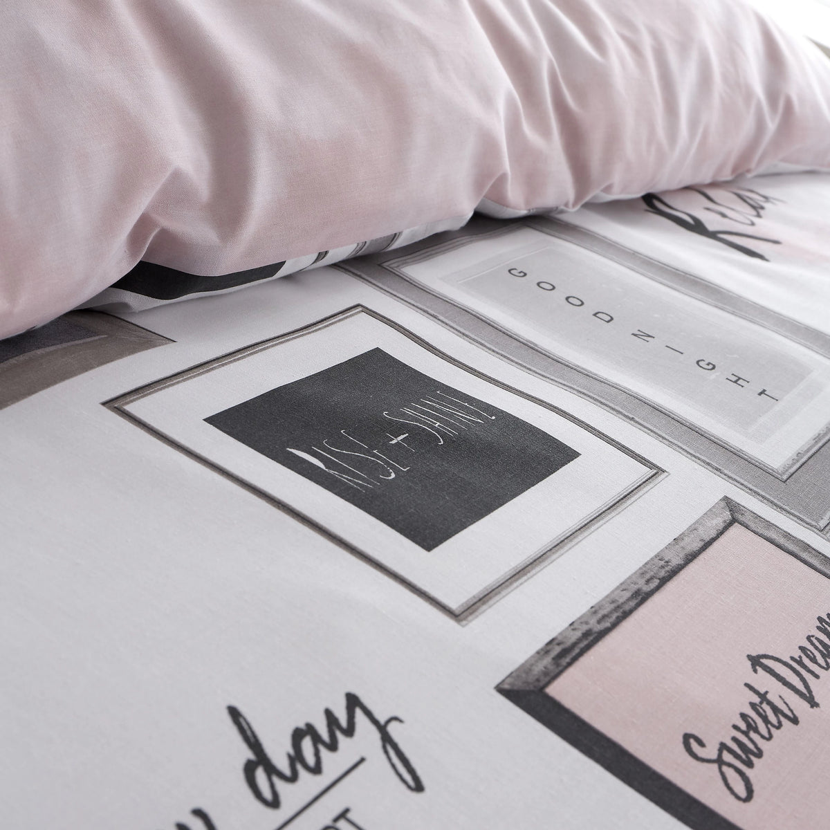 Catherine Lansfield Blush Pink Sleep Dreams Duvet Cover Set