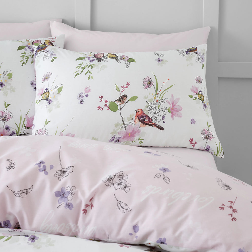 Catherine Lansfield Songbird Duvet Cover Set Pink