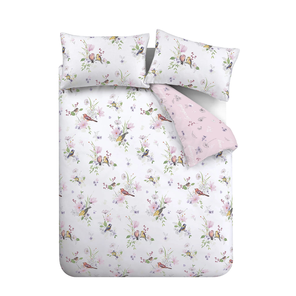 Catherine Lansfield Songbird Duvet Cover Set Pink