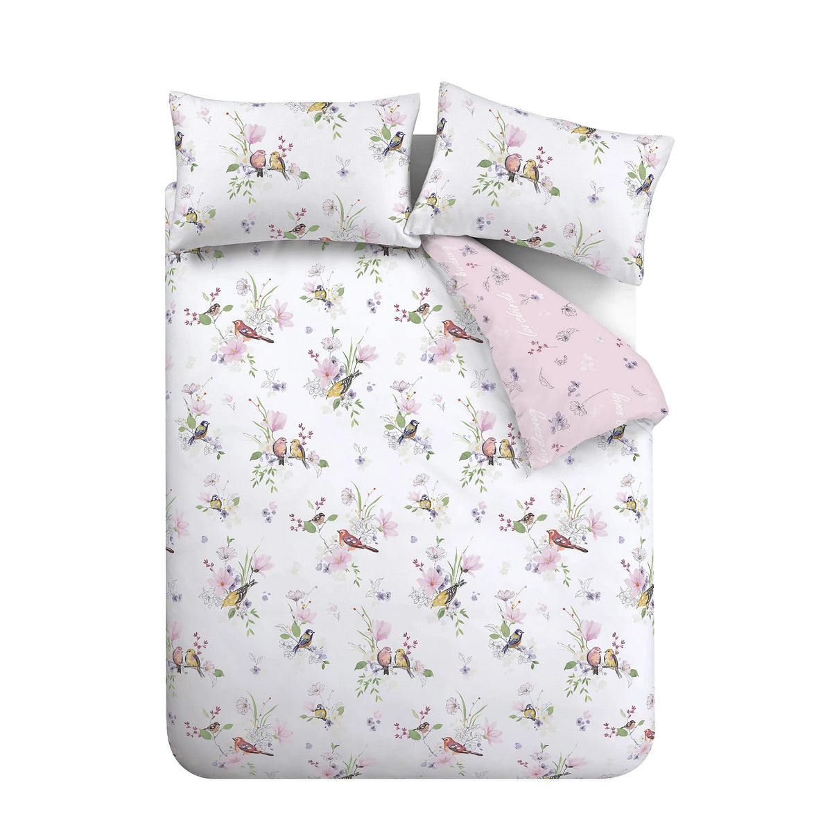 Catherine Lansfield Songbird Duvet Cover Set Pink